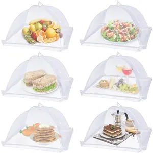 Large  Cover,6 Pack Mesh  Tent,17"x17",White Nylon Covers,Pop-Up Umbrella Screen Tents,Patio Net for Outdoor Camping, Picnics, Parties,BBQ,Collapsible and