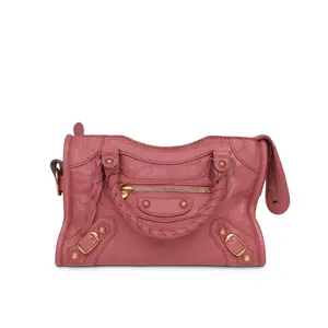 Pre-owned Balenciaga Oil Wax Leather(Calfskin)) Shoulder Bags BJ1109904045 City Dusty Rose Pink Tote Shoulder Bag