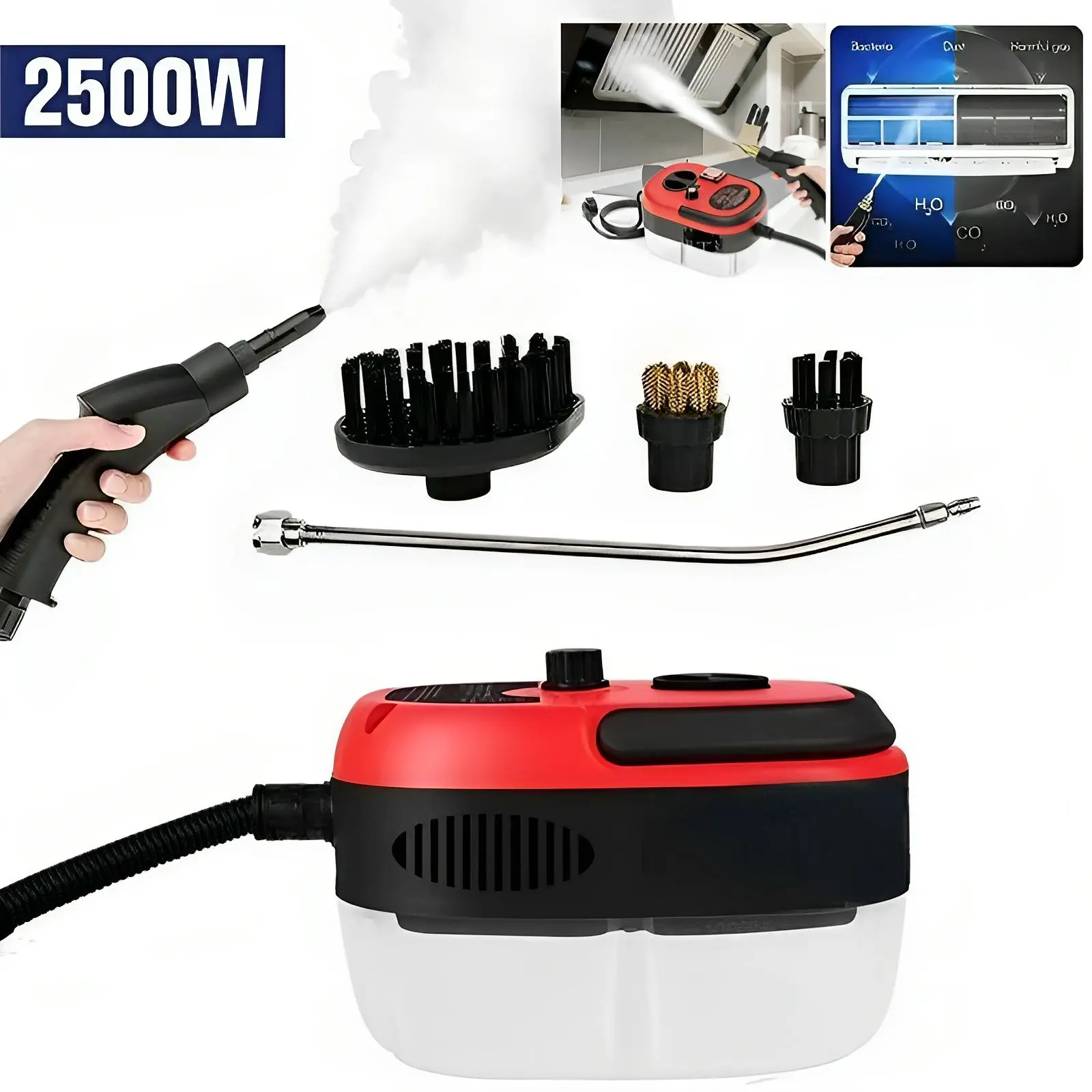 2500W Steam Cleaner,Steam Cleaner for Cars， Handheld High-Temperature Pressurized Steam Cleaner, Steam Cleaner for Car Detailing，Pressurized Handheld Multi-Surface Natural Steam Cleaner, Portable Steamer For Car, Kitchen, Bathroom portable handheld，Red