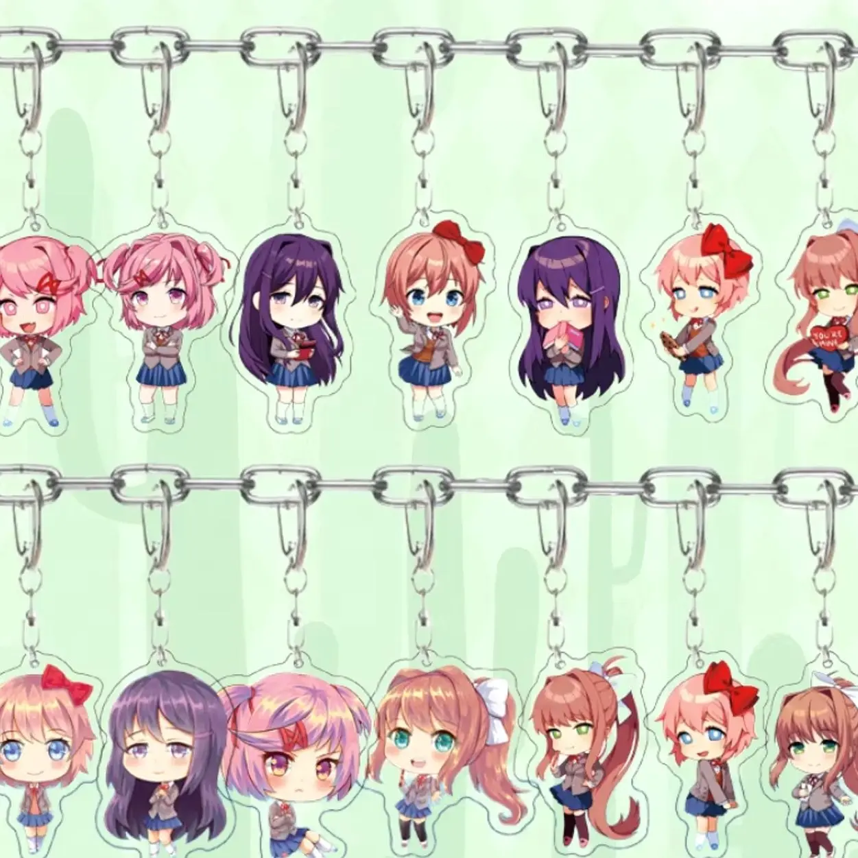 15 ops Anime Doki Doki Literature Club Acrylic Keychains, Exquisite Creative Keychain Collection Accessories Fan Gifts