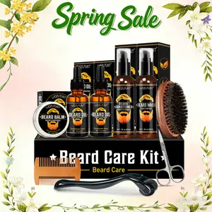 Beard Kit for Men Grooming & Care W/Beard Wash,3 Packs Beard Oil Beard Balm Leave-in Conditioner Premium valentine's day gifts for him