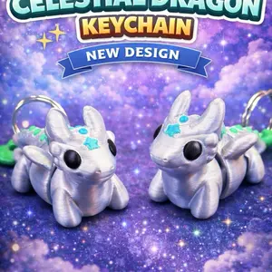 Celestial Dragon Keychain Articulated 3D Printed Fidget New Design Unique Collectible Accessory