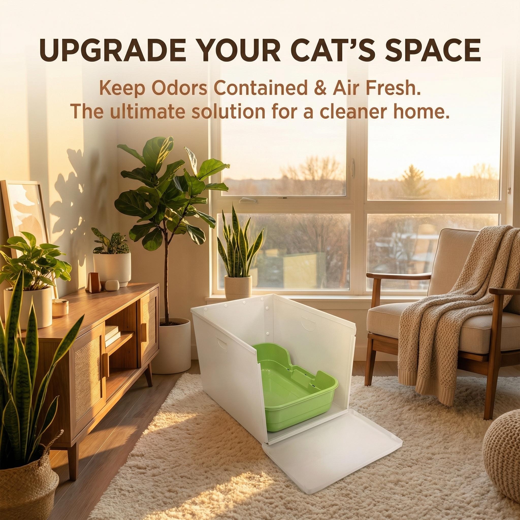 Foldable Cat Litter Box Splash Guard Set - 3PCS Anti-Pee/Scatter Shields BPA-Free Universal Fit 23.62INx15.75IN Extra-Tall 11-Inch Design for Busy Households