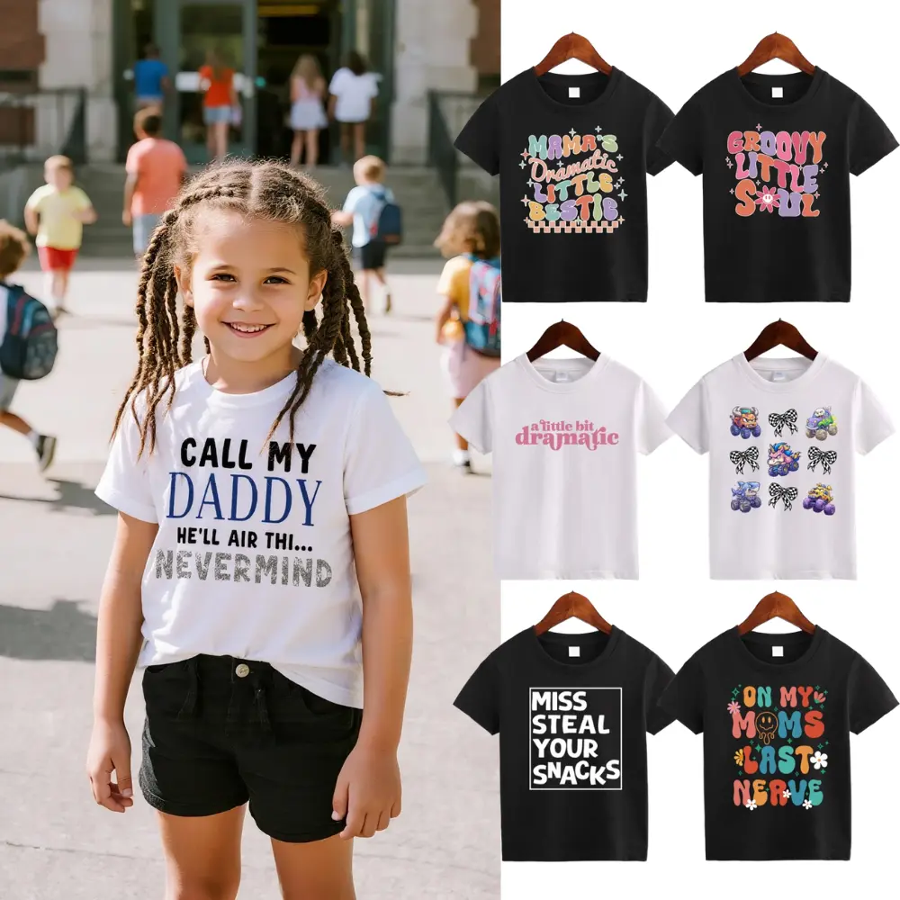 Children's funny graphic print T-shirt Toddler Boys Girl Summer Cotton Short Sleeve T-shirt Memes Gift