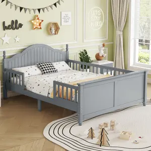 Full Size Platform Bed Frame For Kids, Wood Full Platform Bed with Headboard and Footboard, No Box Spring Needed