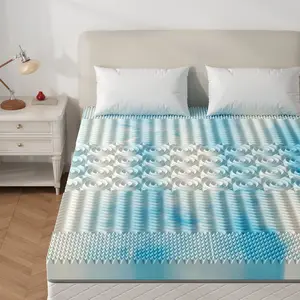 CONCETTA Queen Size 4-in Egg Crate Foam Mattress Topper, 5-Zone Lavender Cooling Gel-Infused Bed Pad for Back Pain, CertiPUR-US & Oeko-TEX Certified
