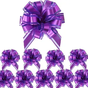 Small Pull Bows, 10 count 4 Inch Purple  Bows for Wrapping,Basket, Wedding,Birthday Party,Flower Bouquet Decoration