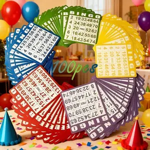 100 Piece Bingo Game Set with 100 Bingo Cards and Colorful Transparent Discs, Party Board Game, Family Fun Game, Perfect for Parties, Classroom Games, Family Gatherings and Christmas Decor