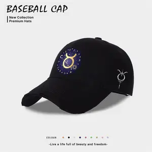 European And American Style Casual Baseball Cap For Women with Zodiac Symbol in Beige Black or Blue Polyester Material Comfortable and Durable