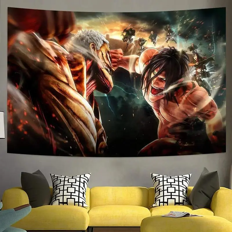 Tapestry  Attack on Titan Tapestry Wall Hanging Anime Tapestry Banner Backdrop Poster Wall Decoration Decoration Mural Kawaii Room Decor Decorative Cotton