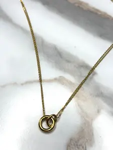 Interlocking GLD circle double chain necklace