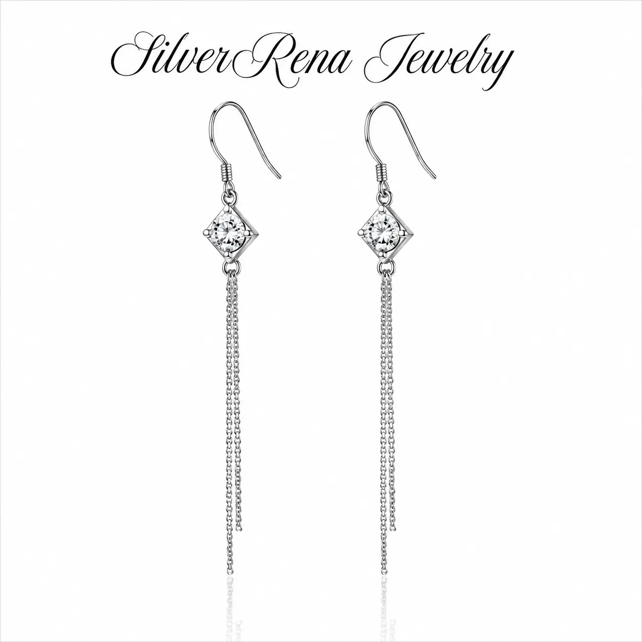 S925 Sterling Silver Triple Bezel Set CZ Linear Drop Huggie Hoop Earrings Vertical Simulated Diamond Dangle Hoops Hypoallergenic Minimal Bridal Jewelry Anniversary Valentine Gift For Her Women