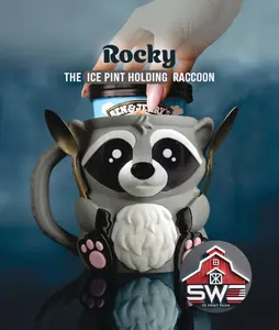 Rocky the Dessert Guardian – Raccoon Ice Cream Pint Holder