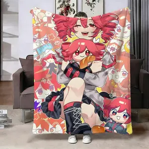 K-Kasane Teto Throw Cooling Flannel Throw Blanket Ultra Soft Lightweight Summer Air Conditioner Blanket, Cozy Breathable No Shedding Nap Blanket for Sofa Couch Bed Office Chair, Perfect for Travel Camping Home