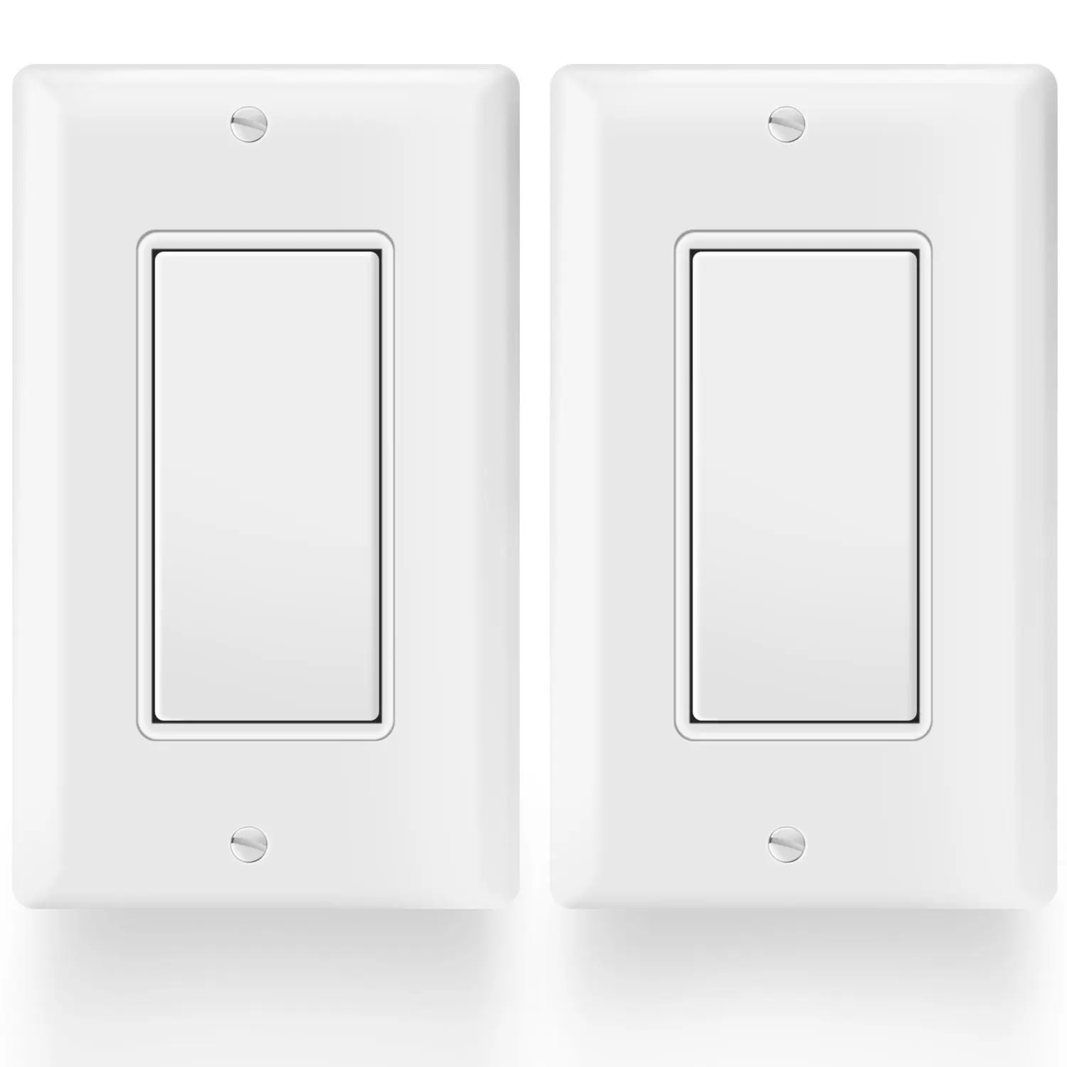 White 2-Pack Single Pole Decorator Toggle Light Switch, 15A 120V On/Off Wall Switch, 120v 15a fit, Frequent-Use Durable, Universal Lighting Control, UL Certified