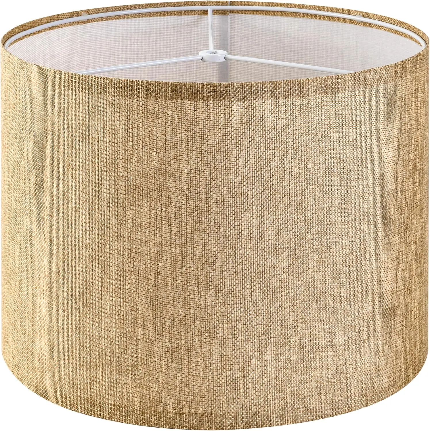 Brown Medium Drum Lamp Shades 13" Top x 13" Bottom x 10" High (Spider) Farmhouse Lampshades for Table Lamp & Bedside Lamp - DIY Shade-Handcrafted-Easy Assembly