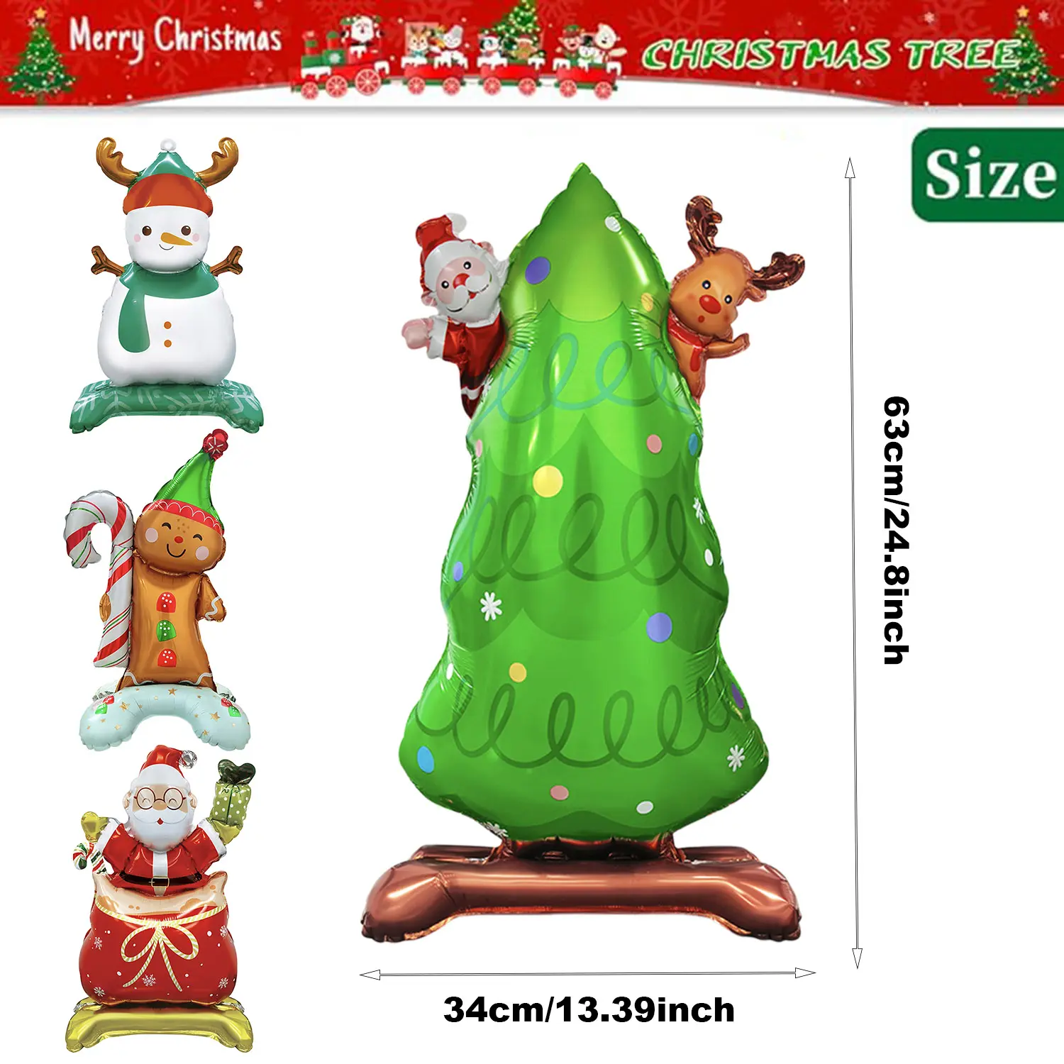 8 Packs Christmas Mylar Balloons With Base Balloon Xmas Tree Santa Snowman 3D Foil Balloons Standing Balloon Decorations For Christmas Birthday Winter Party Decor # Douyin Recommends For You # Douyin Made Me Buy It # Food Videos # Home Supplies # Trending