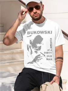 Bukowski 2026 new model Black/White Tee Stylish & Comfortable Loose Crew Neck Short Sleeve T-shirts Versatile On Trend Eye Catching Printed Graphic Casual Tee for Daily Wear Outings & Leisure