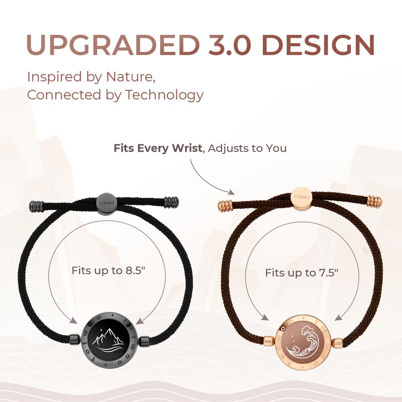 totwoo Mountain&Sea Touch Bracelets Long Distance  Functional Love Connect Gift For Boyfriend or Girlfriend or your Family