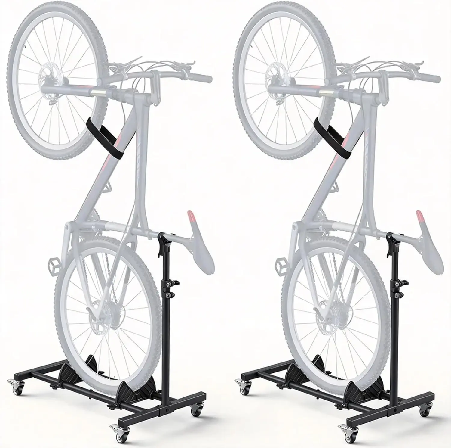Vertical Bike Stand 2 Pack, Freestanding Bike Rack for Garage Storage, Space-Saving Upright Bicycle Floor Stand, Adjustable Height Bike Holder for Home & Apartment, Fits up to 29” Wheels