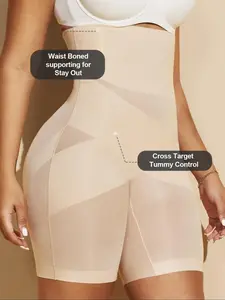 LUXSEREN Women's Minimalist Basic High-Waisted Compression Panty Shaper - Tummy Control Boy Shorts, Butt-Lifting Secure-Fit Shapewear Underwear for Spring Glow-Up