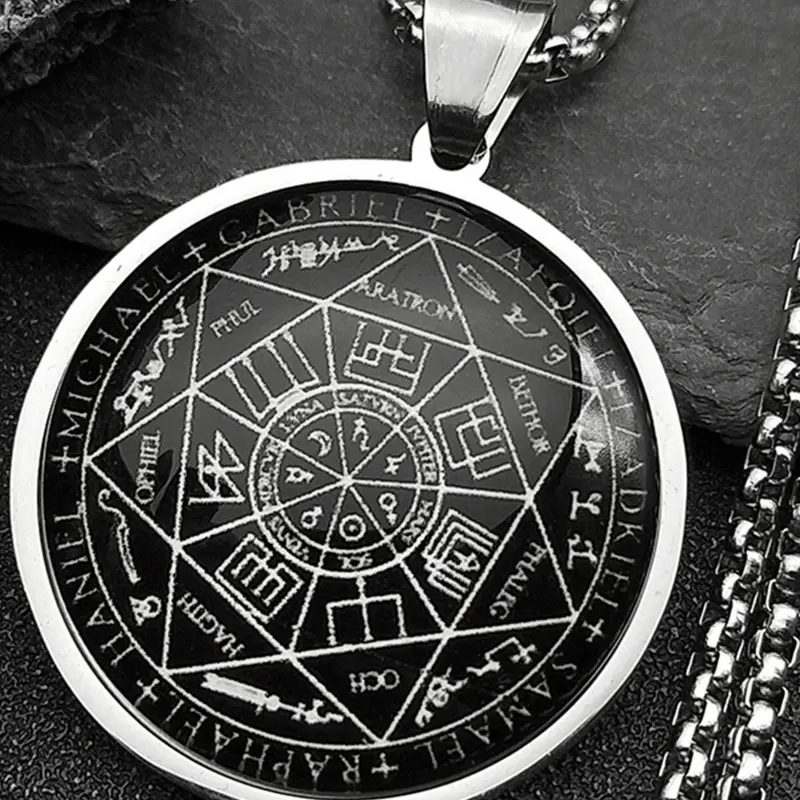 Seal Of Seven Archangels Medal Stainless Steel Necklace, Fashionable Jewelry for Women & Men, Trendy All-match & Exquisite Jewelry for Birthday Gift, Religious Jewelry, Spiritual Jewelry