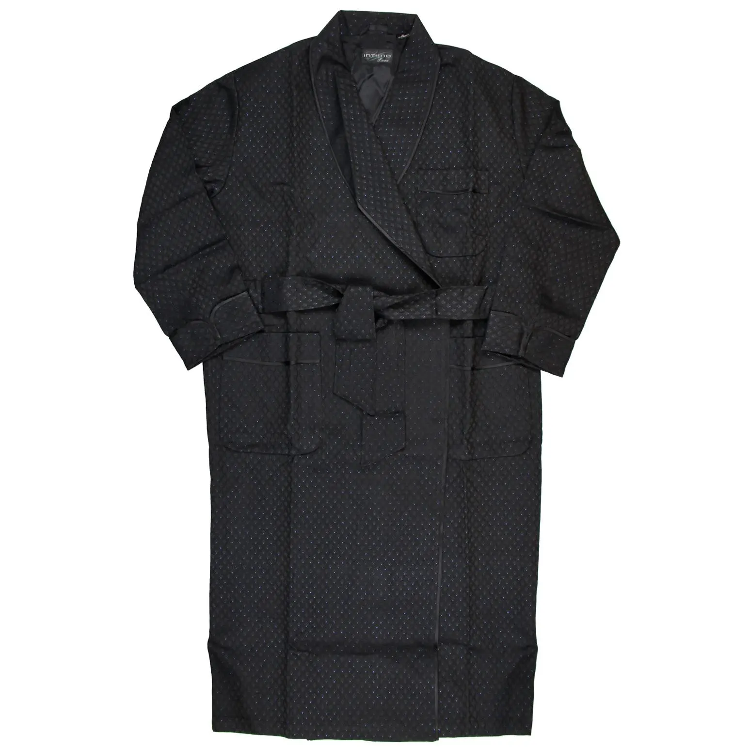 INTIMO Women’s Full-Length Lined Shawl Bathrobe with Delicate Diamond Pattern (Small)