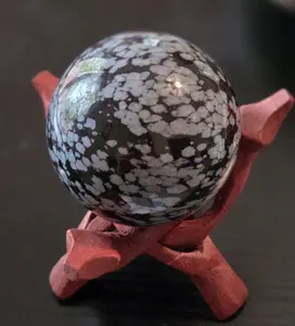 Snowflake Obsidian Medium Sphere with stand