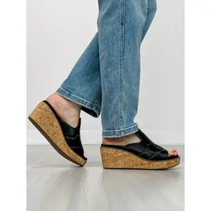 Corkys Neon Moon Cork Wedges in BLACK