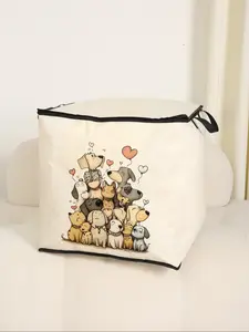 Dog Print Blanket Storage Bag, Cute and Practical Kids Bedding Organizer, Durable Material with Handle, Perfect for Home Use, Zipper Bag, Zippered Storage, Organizational Zipper Storage, Versatile Storage