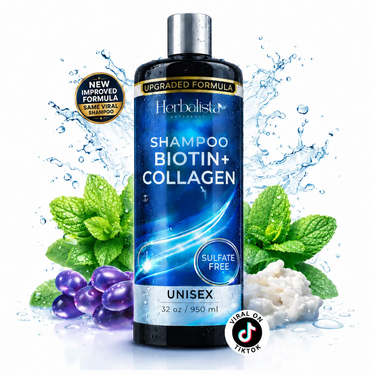 Hair Growth Shampoo with Minoxidil, Keratin & Collagen Blend - Hydrating Daily Cleanser for Volumizing & Hair Loss Prevention, Sulfate-Free, Unisex, 32oz (950ml)