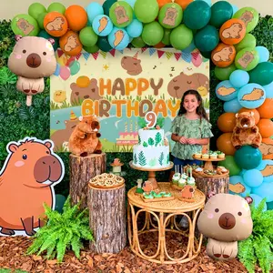 LaVenty Capybara Birthday Decoration Set with Photo Background Balloon Banner & Cute Capybara-Themed Design for Fun Party Decor Charming Capybara Design Ideal for Birthday Photos Ornaments