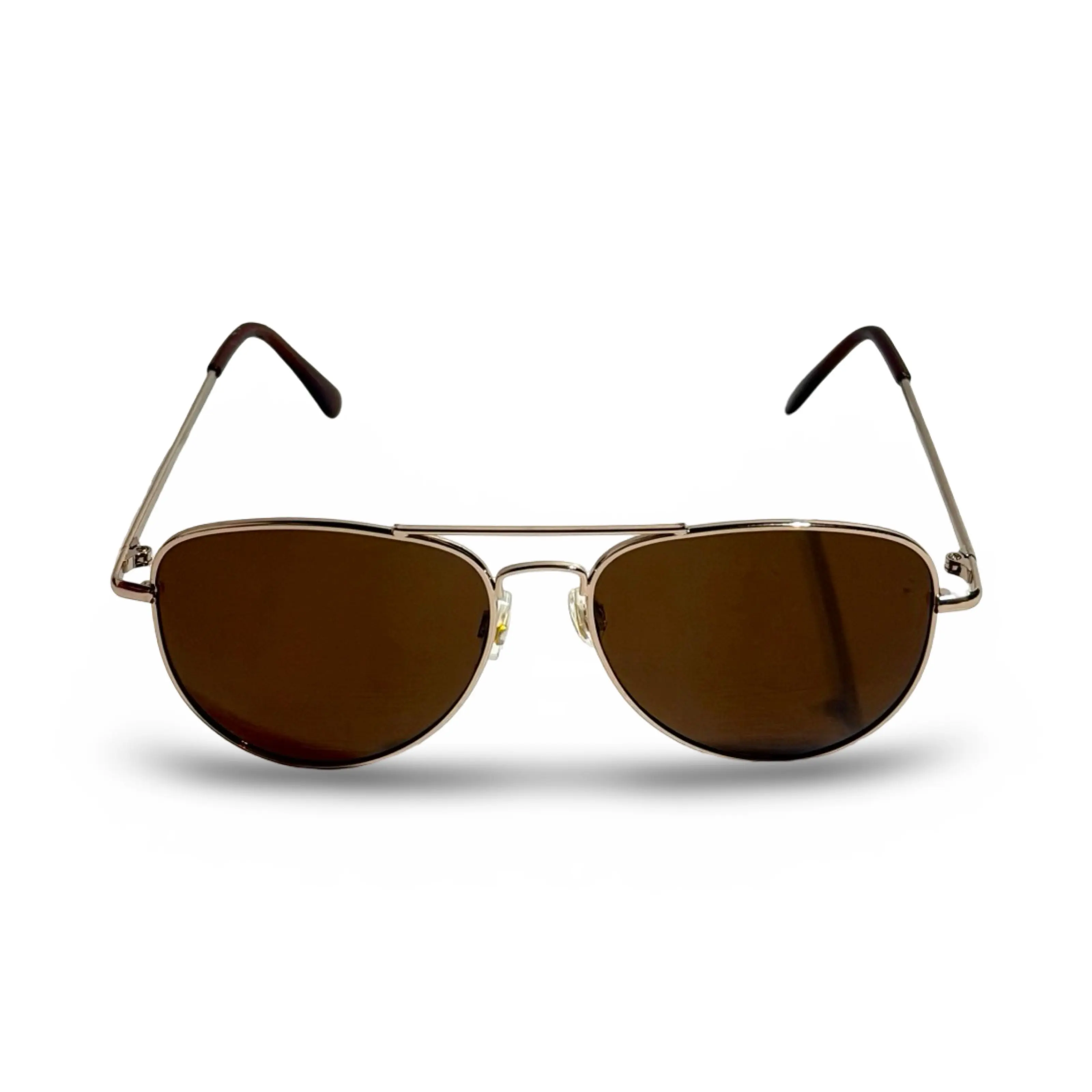 1960'S GOLD TONE BROWN LENS AVIATOR SUNGLASSES