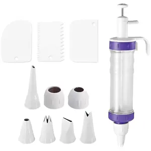 A Set of 11 Pcs Dessert Decorating Syringe Tool,Including 1 Dispenser Cupcake Filling Injector,7 Icing Nozzles,3 Cream Scrapers,Dessert Cream Making Kits,Christmas Party Gifts,DIY Hand Tools Kits