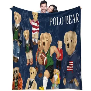 Bear Pattern Blanket, Cozy Flannel Throw Blanket, Daily Holiday Birthday Gift For Kids And Adults, Soft, Warm And Lightweight Plush Blanket, Suitable For Bed, Sofa, Car, Room Decoration