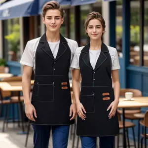 Women's Waitress Apron with Western Collar, Hotel Restaurant Coffee Shop Bakery Uniform, Chef and Server Work Apron, Kitchen Apron