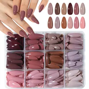288pcs Almond Shape Nail Set, Nail Extension Kit, Press-On Acrylic Nails, Removable, Y2K Style, Suitable for Women and Girls, Daily Wear