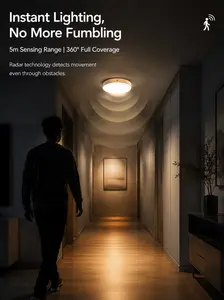 Magnetic Rechargeable Ceiling Light, 10000mAh Radar Sensor Light with Remote, Auto/On Modes, Timer