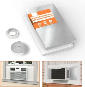 17" x 9" Window Air Conditioner Insulated  Panels with Aluminum Foil,  Surround Insulation Side Panel with Top Seal Strip for Window AC Unit Indoor, Reflected Light & Heat, White