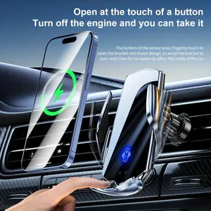 Wireless Car Charger 15W Fast Charging Auto-Clamping Car Charger Phone Mount Air Vent Dashboard Wireless Charging Cell Phone Holder Compatible iPhone 17/16/15/14/13/13 Pro/12 pro/12/11, Samsung Galaxy S24/S23/S22/S21/S20