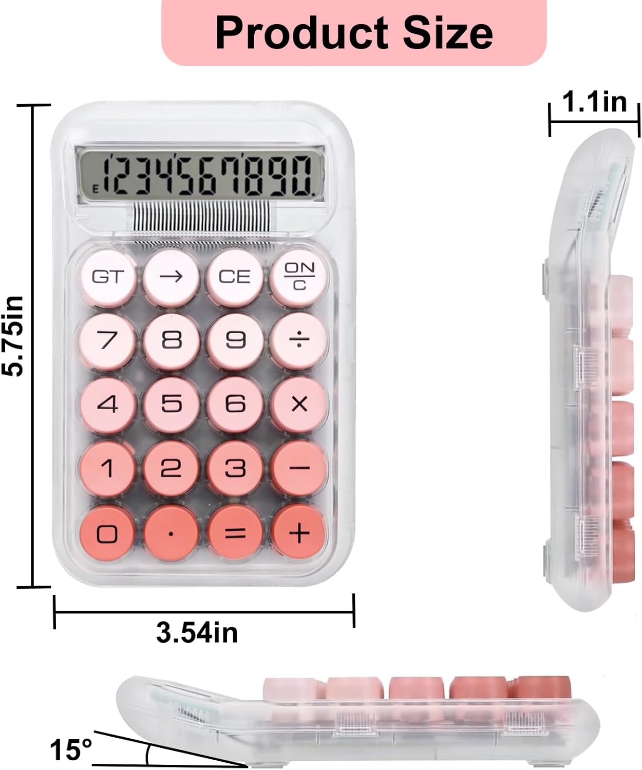 Mechanical Desktop Calculator, Battery-Powered Calculators Desktop 10 Digits for School, Students and Office