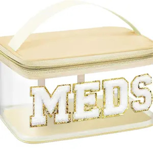 Embroidered Storage Bag, Transparent Letter Makeup Bag, Travel Toothbrush Case, Large Capacity Makeup Organizer, Essential Accessories, Cosmetic Bag, Transparent Vanity Bag