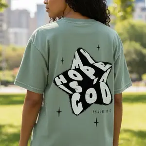 My Hope Is In God Graphic Tee - Snow Washed Oversized 100% Cotton Casual Fit 250gsm Fabric for Faith Fashion