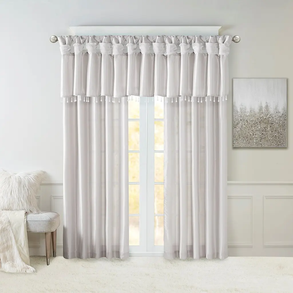 Silver Twist Tab Lined Curtain Panel 50x95 Inches – Light Control & Privacy for Living Room, Bedroom, Office