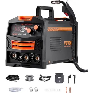 VEVOR MIG Welder, 130A Synergic Mig Welding Machine, 2-in-1 Gas MIG/Gasless Flux Core MIG Multi-Process Welder Machine, 110V Portable Mig Welder with IGBT Inverter Technology & Digital Display Screen
