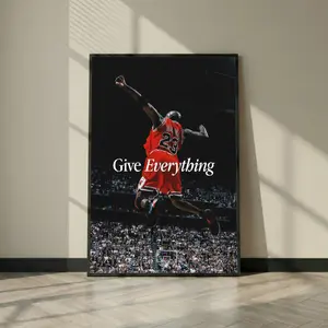 Michael Jordan Poster Wall Art, Basketball Legend Quote Print Give Everything, NBA Sports Room Decor, Motivational Athlete Gift