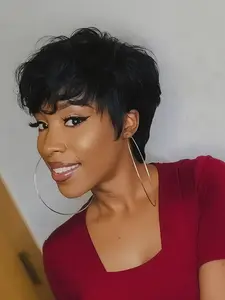 10 Inch Short Human Hair Wig for Black Women, Natural Soft Pixie Cut with Lightweight Breathable Cap, 100% Real Human Hair, Glueless Easy Wear, Beginner Friendly, Natural Full Look, Perfect for Daily Style, Work, Travel, Party or Quick Change, Pixie Wigs