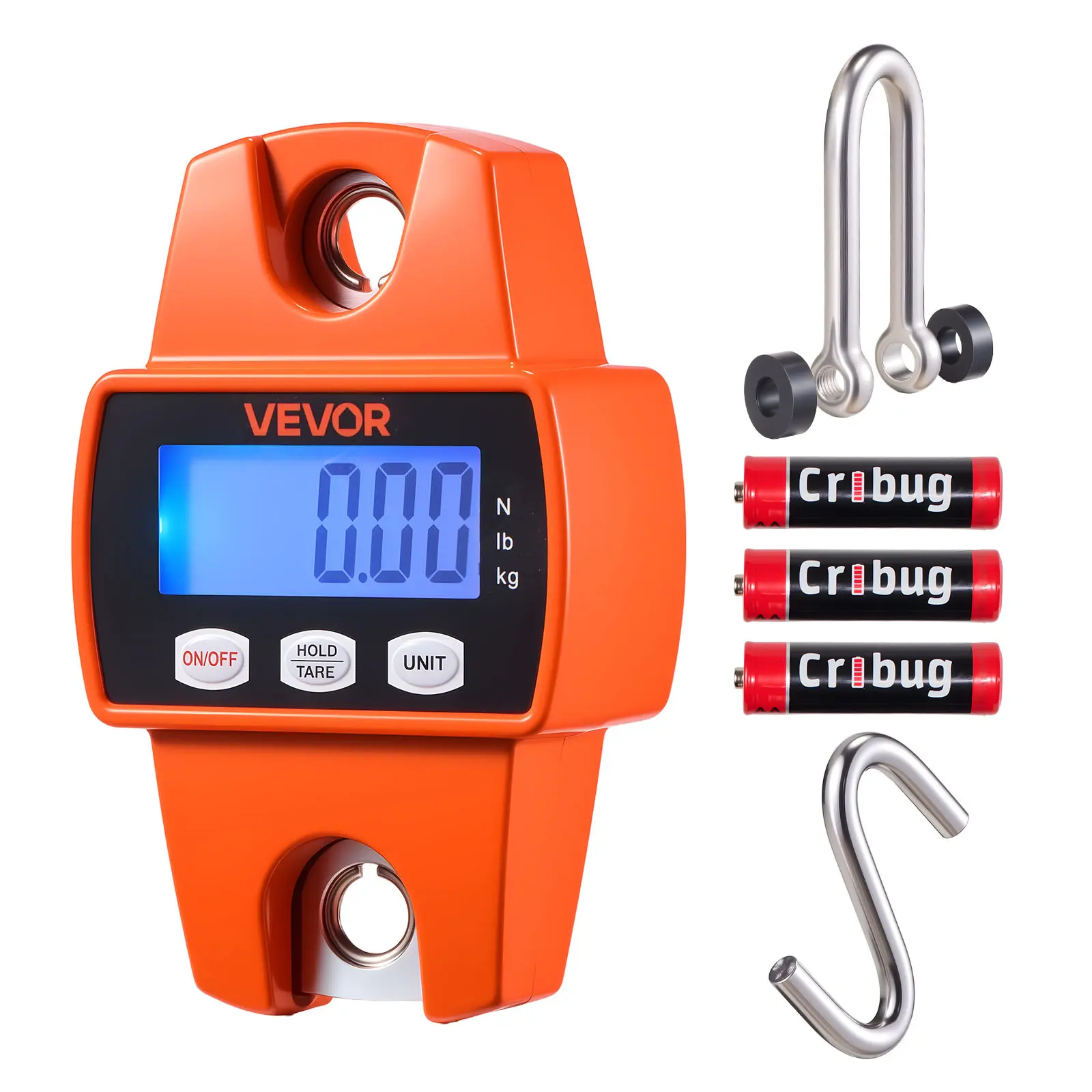 【SummerFinds】VEVOR Heavy Duty Digital Crane Scale, 660 lbs/300 kg Max Capacity, Handheld Hanging Scale with Cast Aluminum Case, LCD Display, 0.1 lbs Division, 3-Unit Switch, Portable Design for Farm, Hunting, Precision Industrial Scales