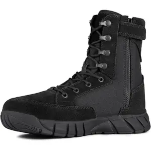 FREE SOLDIER Men's Work Tactical Boots 8 Inches Lightweight Combat Boots Durable Suede Leather Military Boot Desert Boot