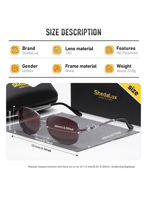 Shedalux New Unisex High-End Full Frame Sunglasses, Round Face Unique Super Large Polarized Sun Glasses Retro Uv400 Protection